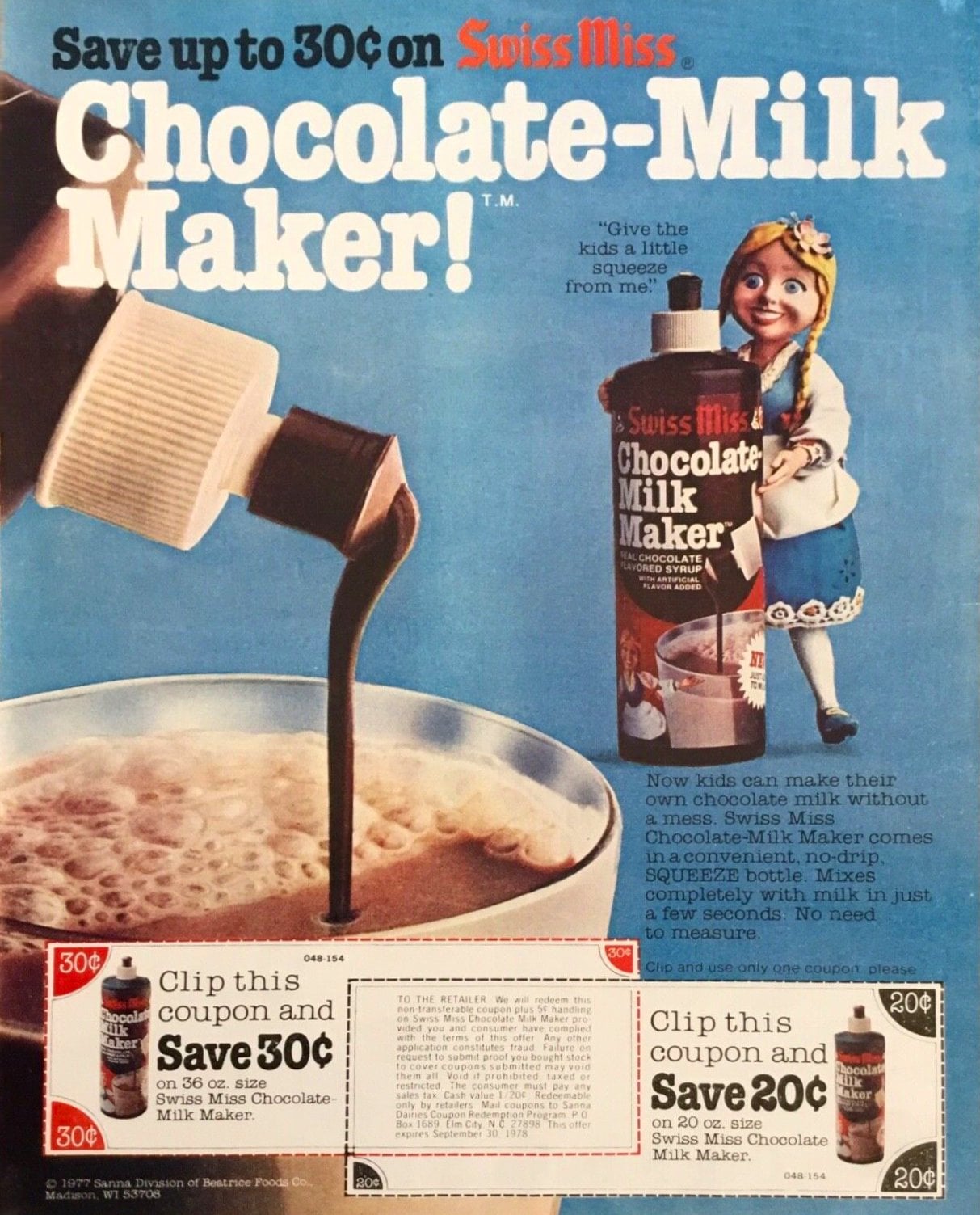 Swiss Miss ChocolateMilk Maker, 1977 USLUCK
