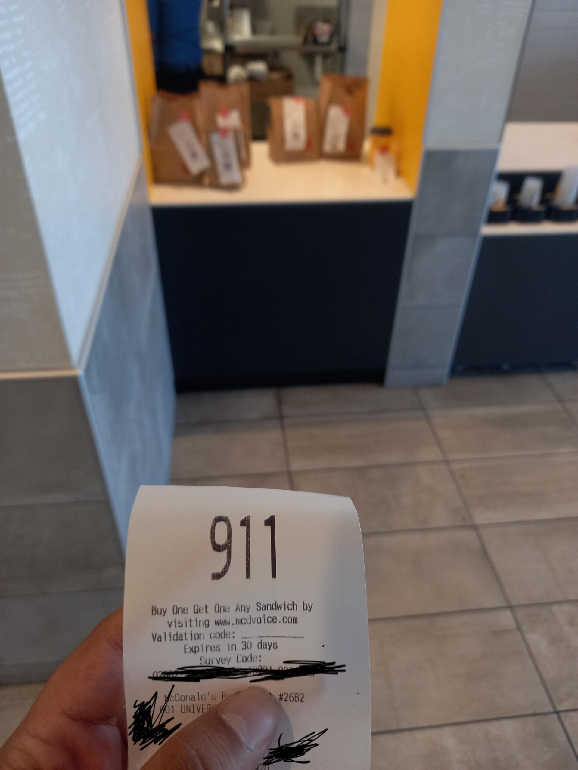They shout order numbers out loud at my local McDonald's USLUCK