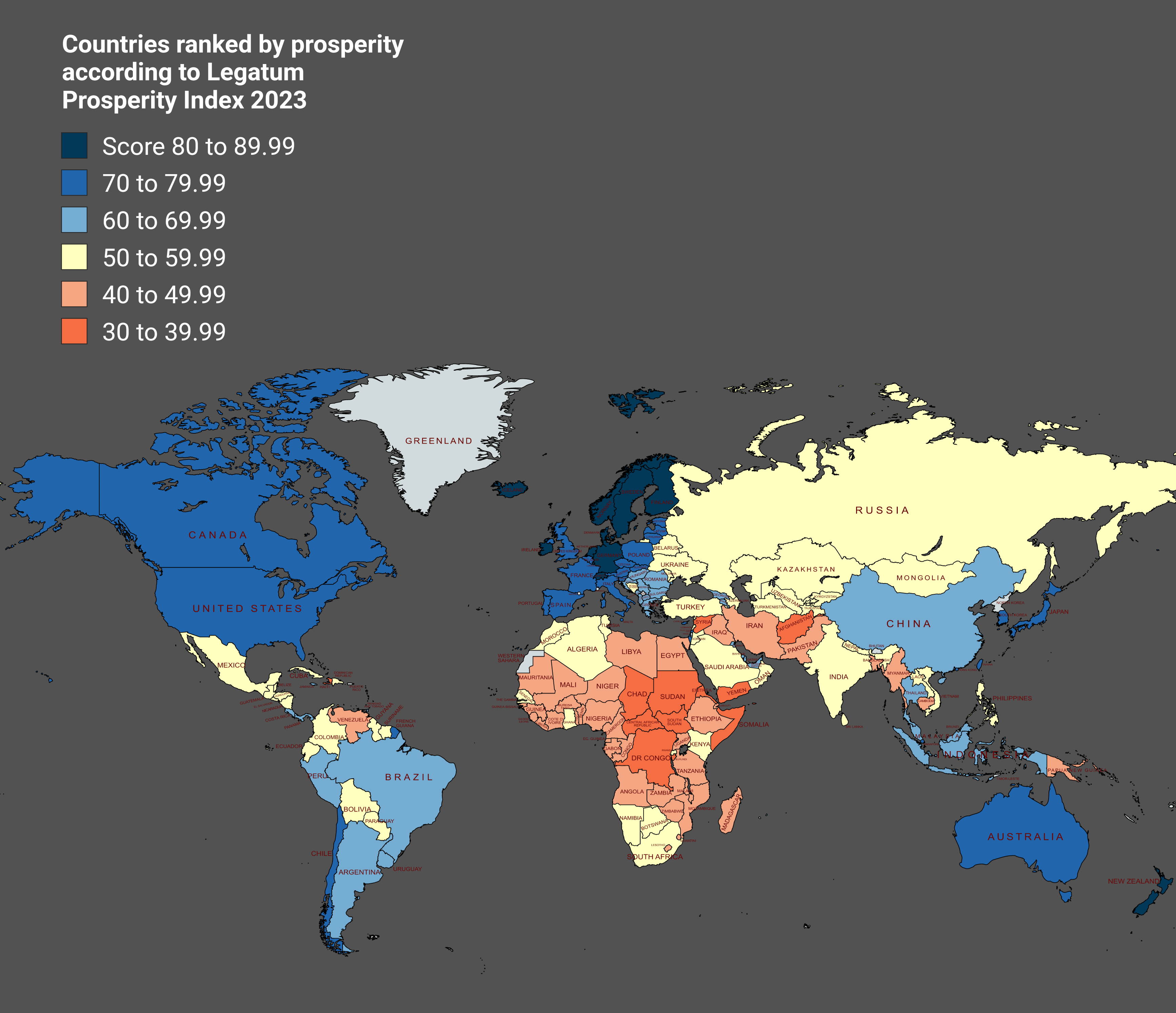 [OC] Countries ranked by prosperity according to Legatum Prosperity