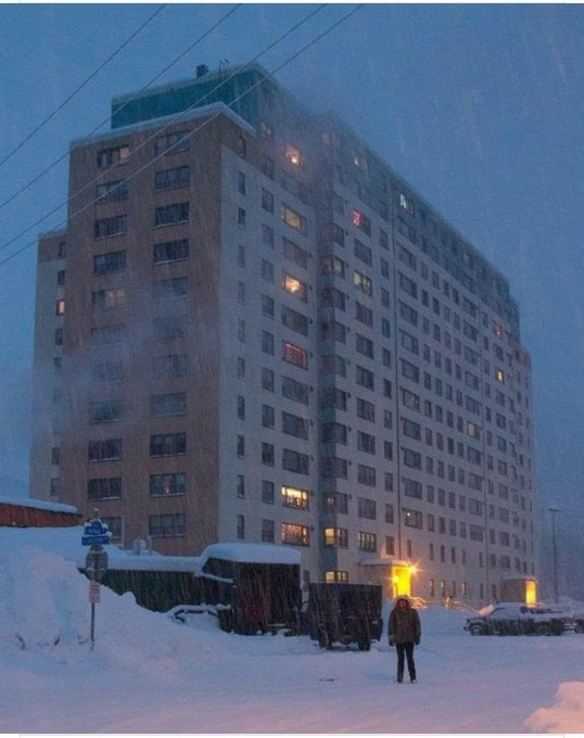 The town of Whittier, Alaska, is known for having nearly the entire population living in a