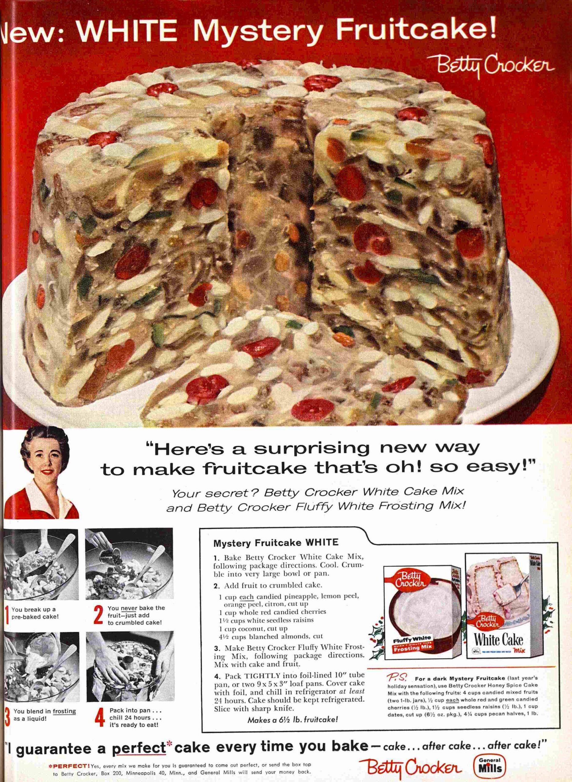 Betty Crocker White Cake & Frosting Mix with Mystery Fruitcake recipe