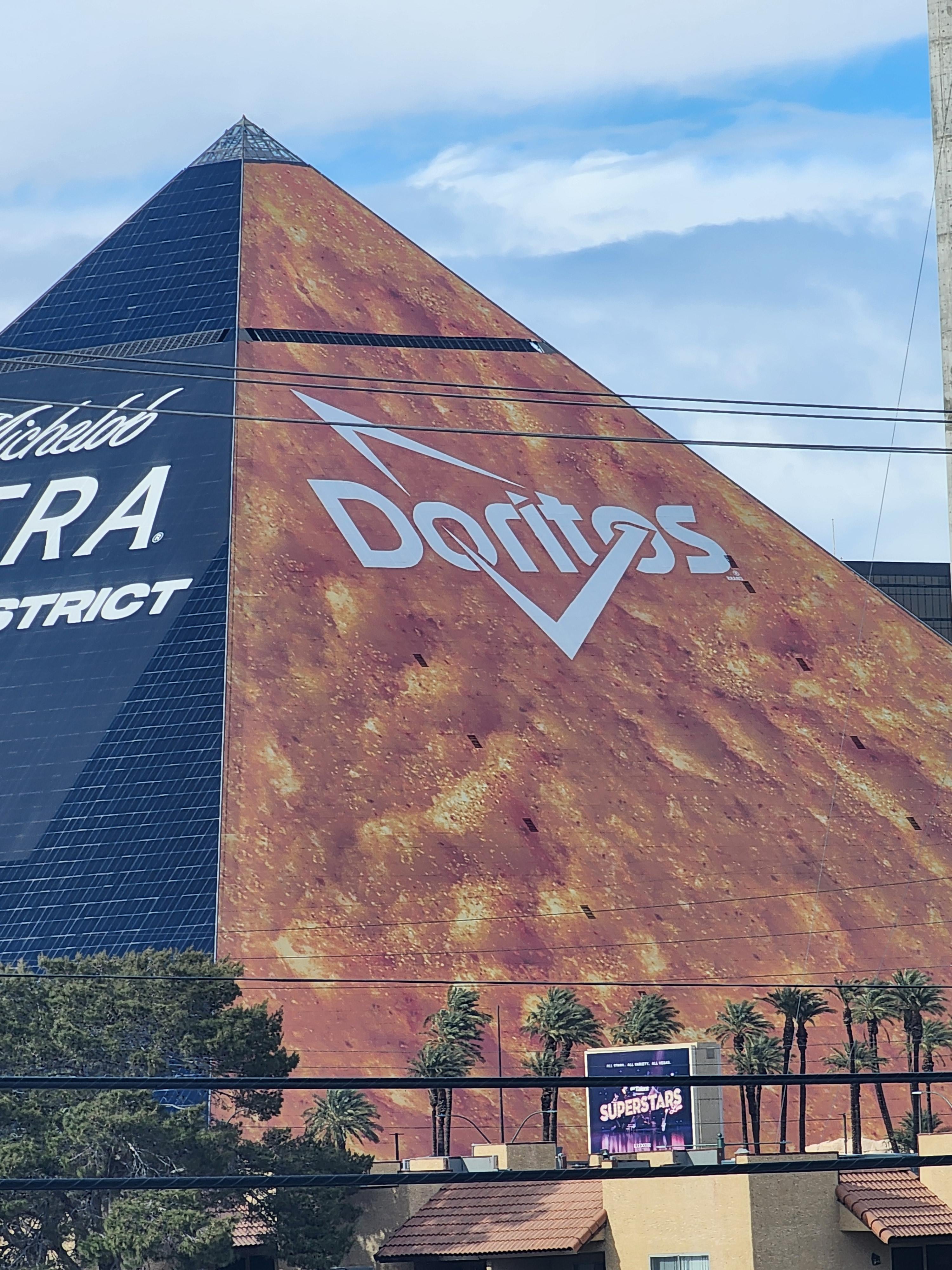 They made one side of The Luxor into a Doritos chip USLUCK