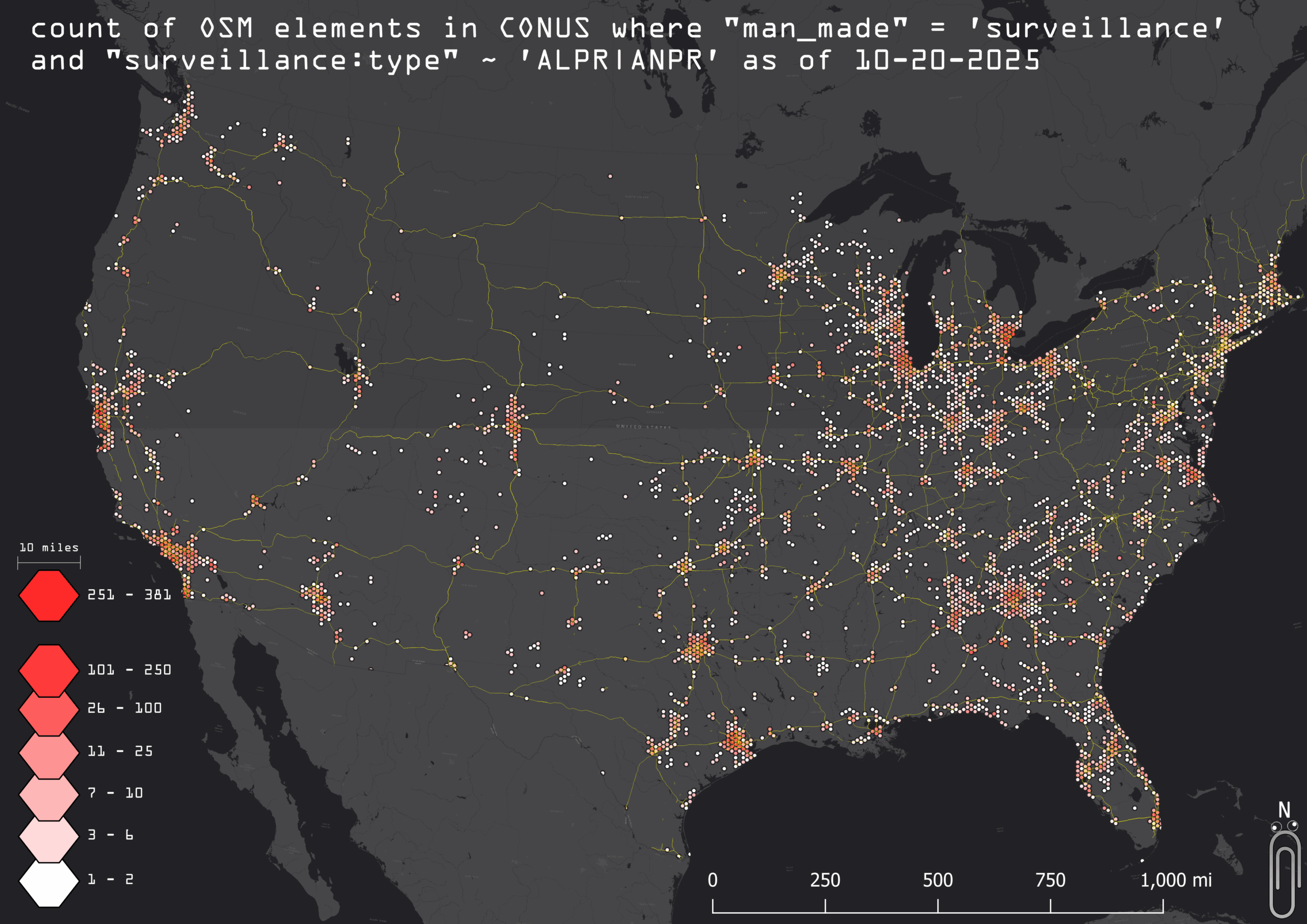 [OC] Count of OpenStreetMap Automatic License Plate Reader Surveillance ...